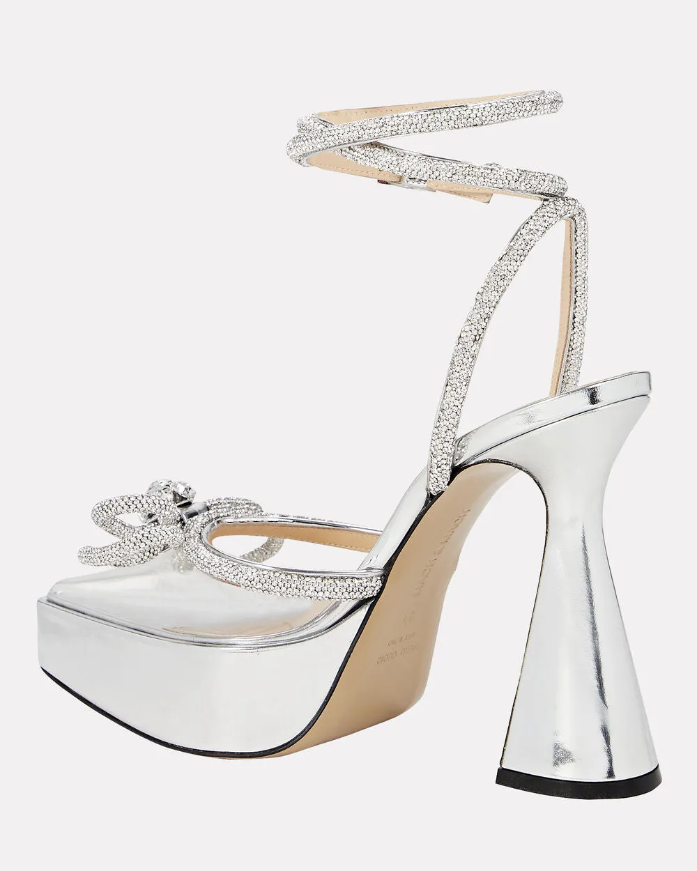 Double Crystal-Embellished Bow Platform Pumps