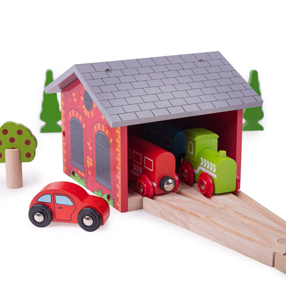 Double Engine Shed - Wooden Train Toy