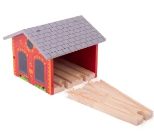 Double Engine Shed - Wooden Train Toy