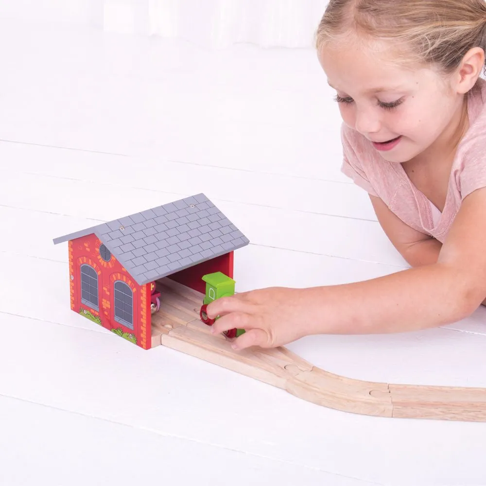 Double Engine Shed - Wooden Train Toy