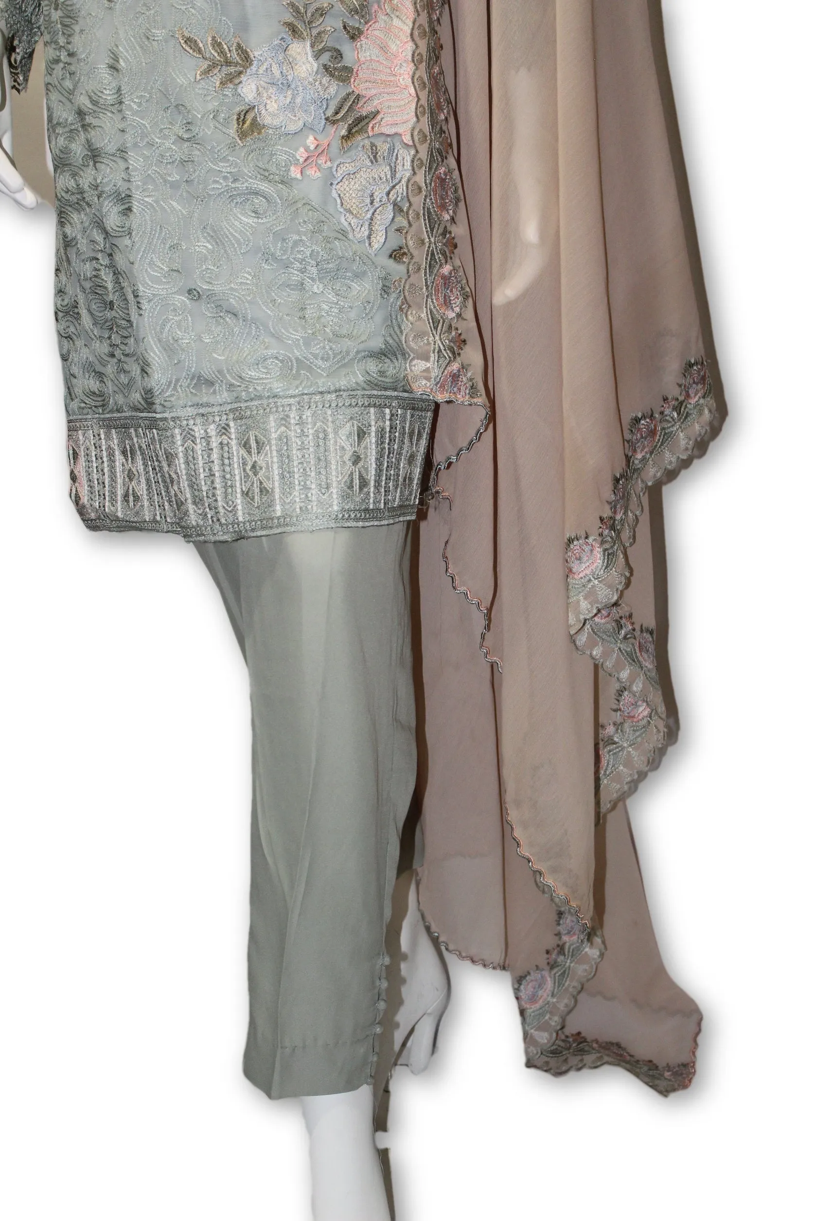 E09 Pakistani Indian 3 Pc Party Wear Chiffon Dress