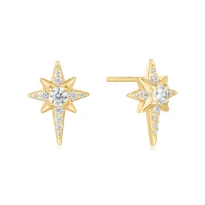 Eight-Pointed Star Stud Earrings in Gold Plated Sterling Silver