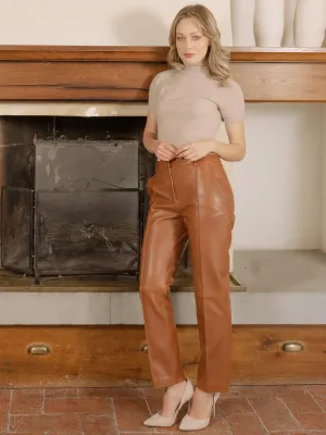 Elle Stretch Straight Leg Leather Pants