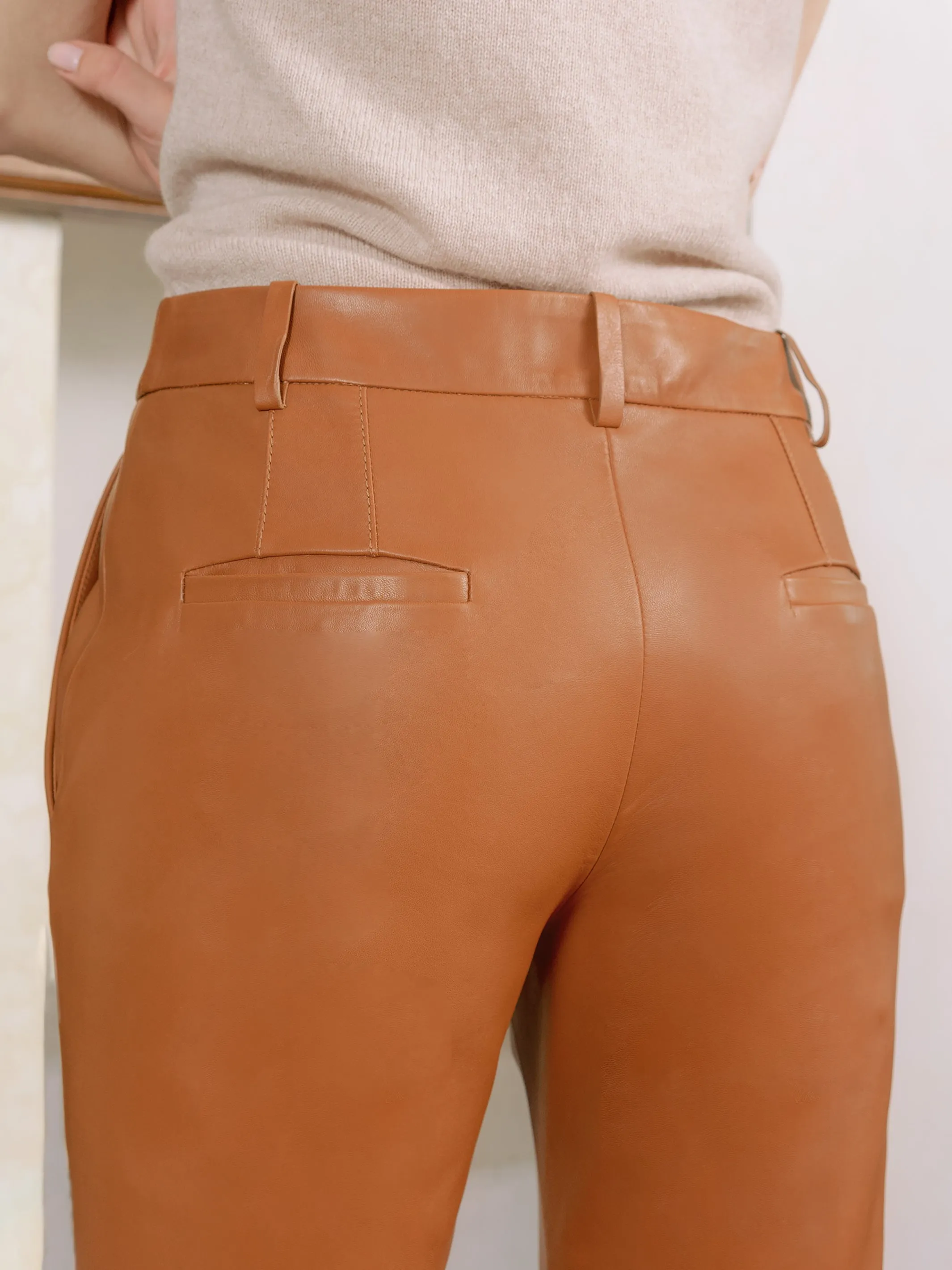 Elle Stretch Straight Leg Leather Pants