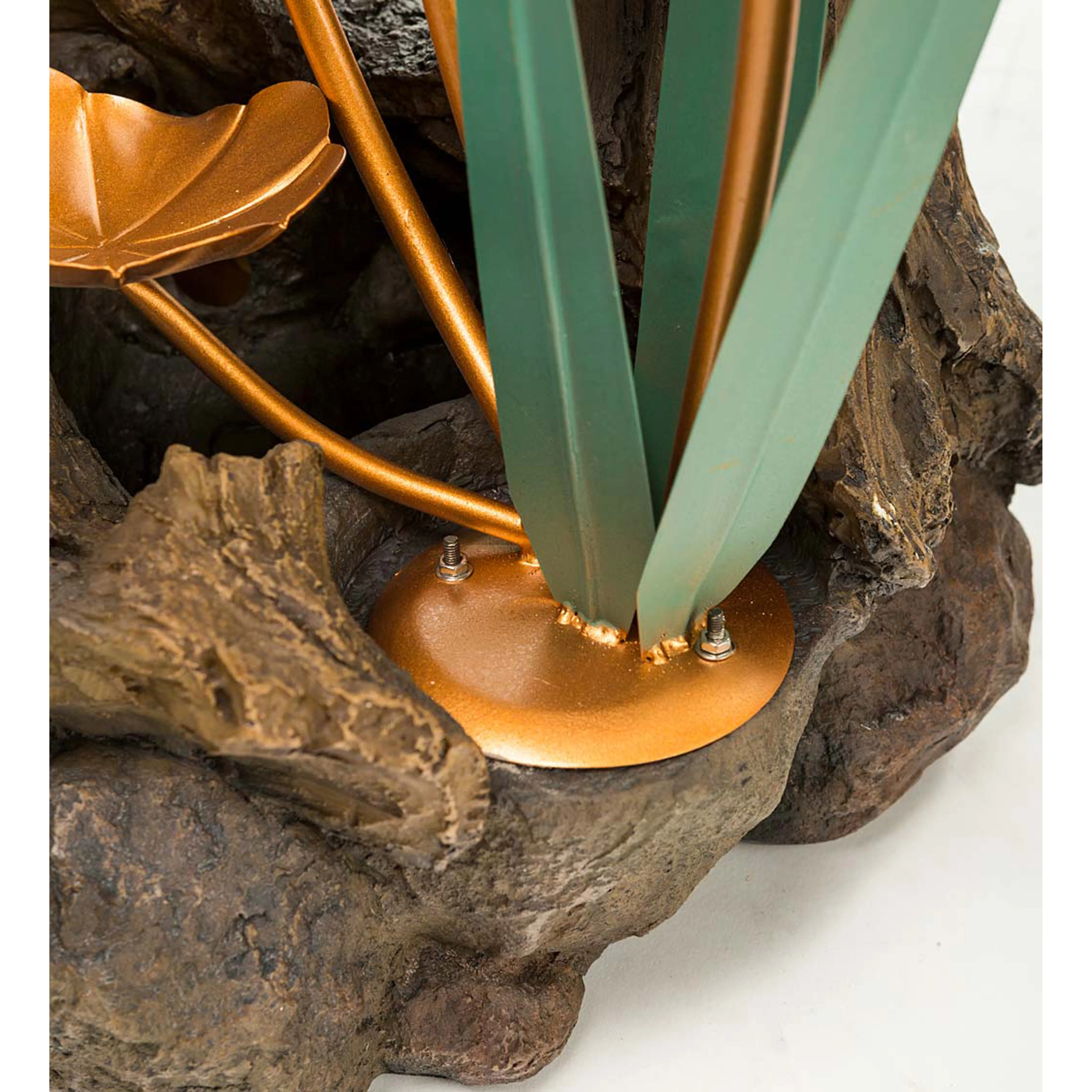 Evergreen Fountains,Realistic Indoor/Outdoor Woodland Stump Fountain with Metal Lily Pads,16x11.75x26 Inches