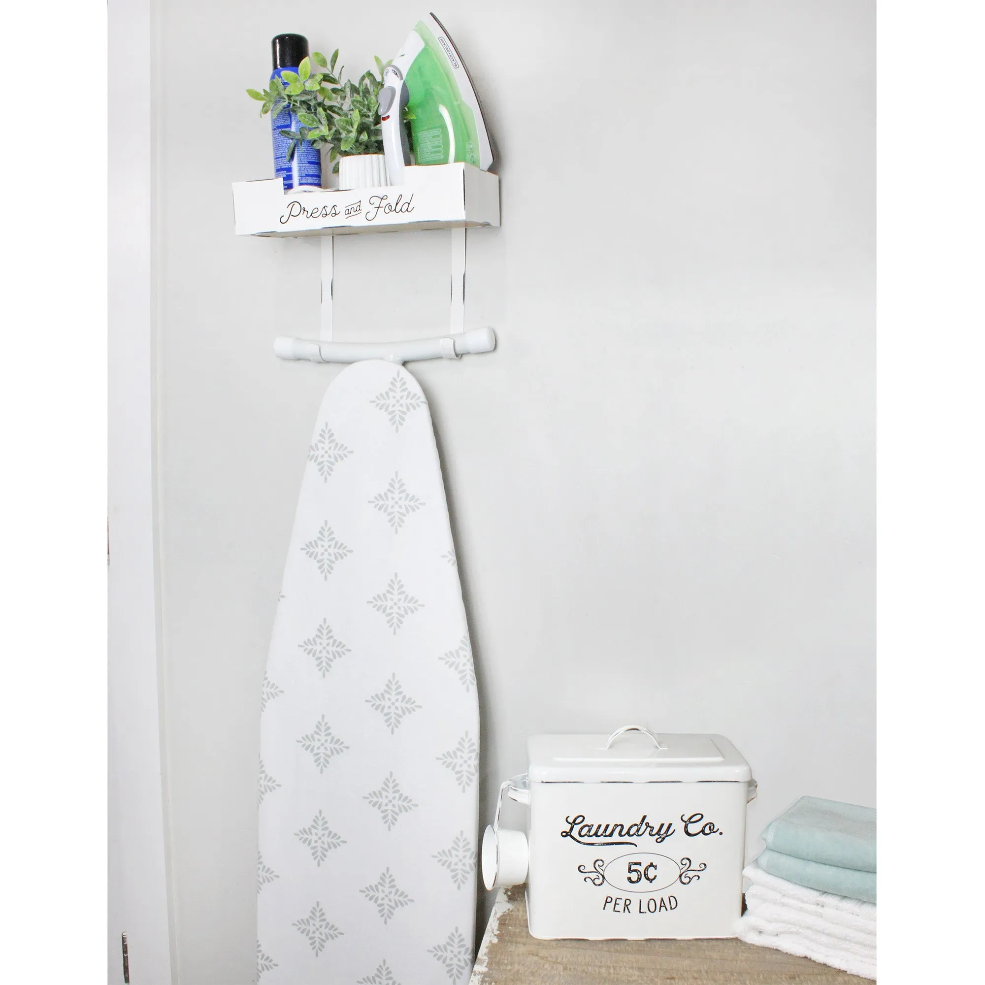 Farmhouse Enamelware Ironing Board Caddy (White, Case of 4)