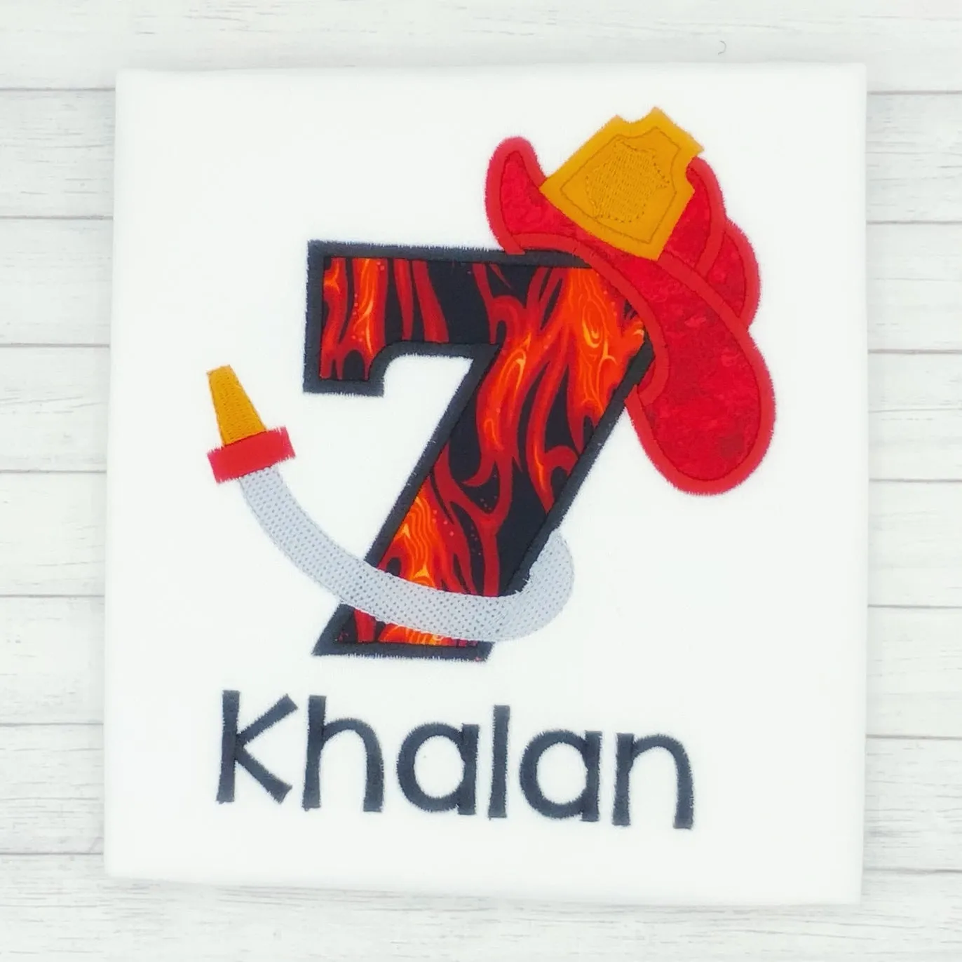 Firefighter Boy Birthday Number Shirt (age 1-9)