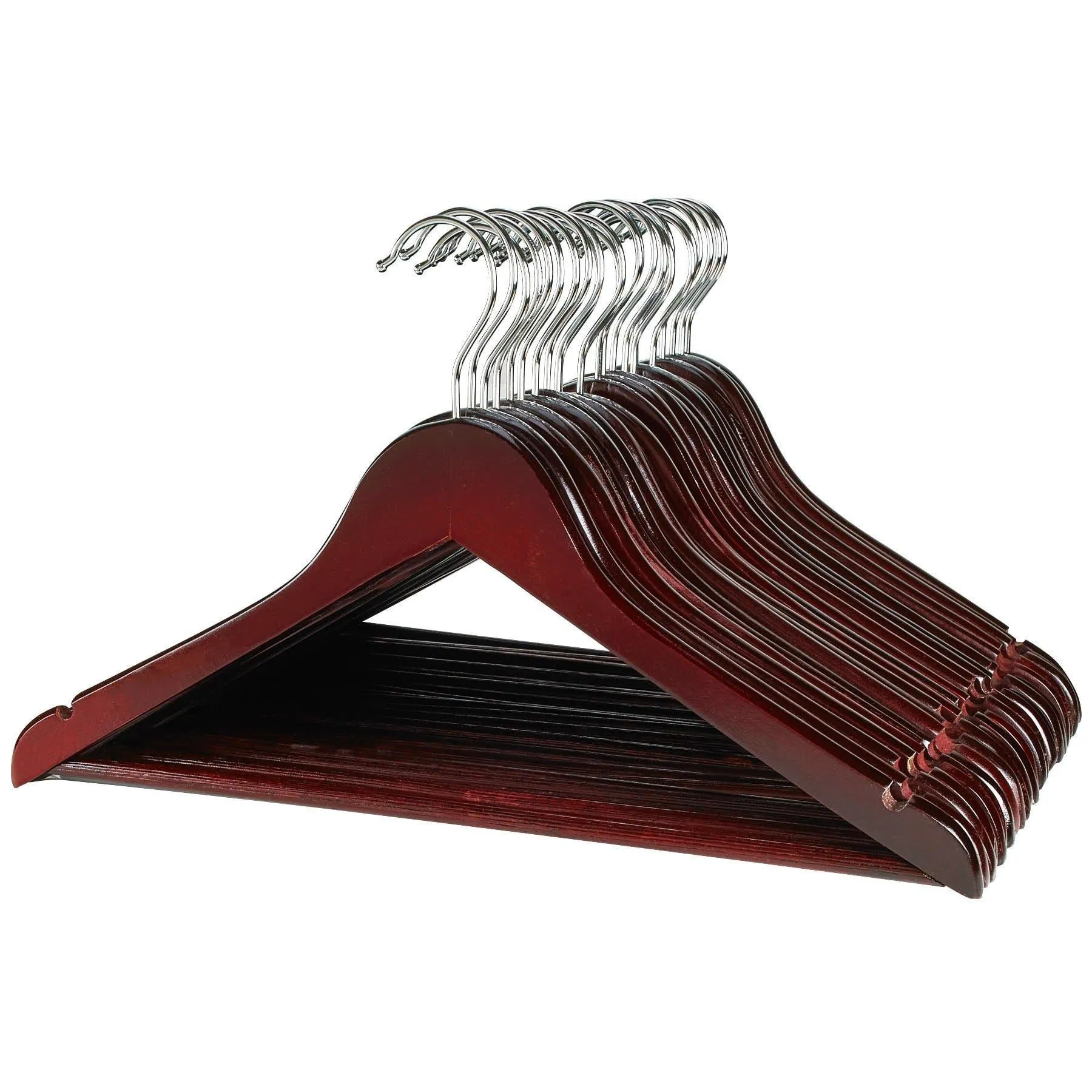FLORIDA BRANDS Premium Wooden Mahogany Suit Hangers - 96 Pack of Coat Hangers and Black Dress Suit Ultra Smooth Hanger - Strong and Durable Suit Hangers
