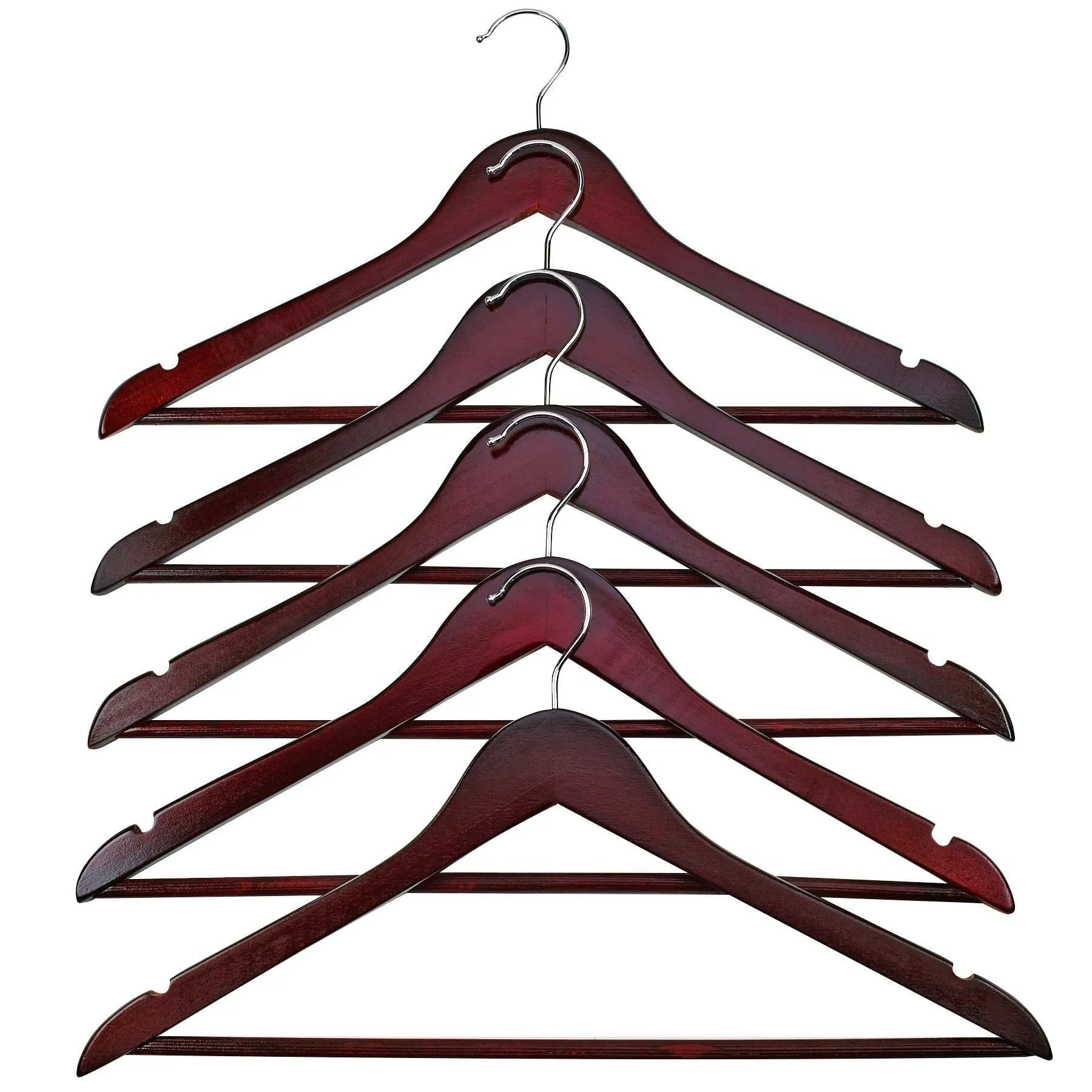 FLORIDA BRANDS Premium Wooden Mahogany Suit Hangers - 96 Pack of Coat Hangers and Black Dress Suit Ultra Smooth Hanger - Strong and Durable Suit Hangers