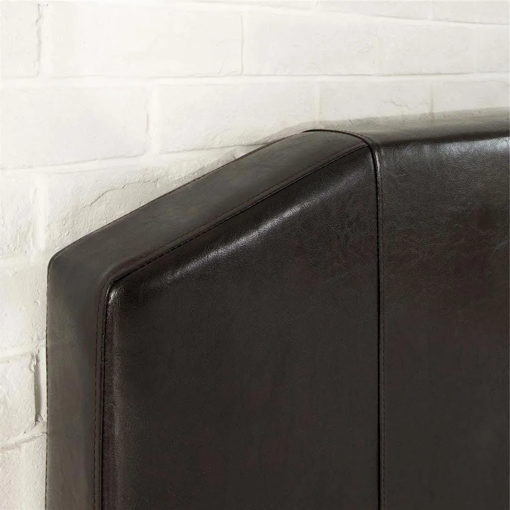 Full Espresso Faux Leather Upholstered Platform Bed with Headboard & Footboard