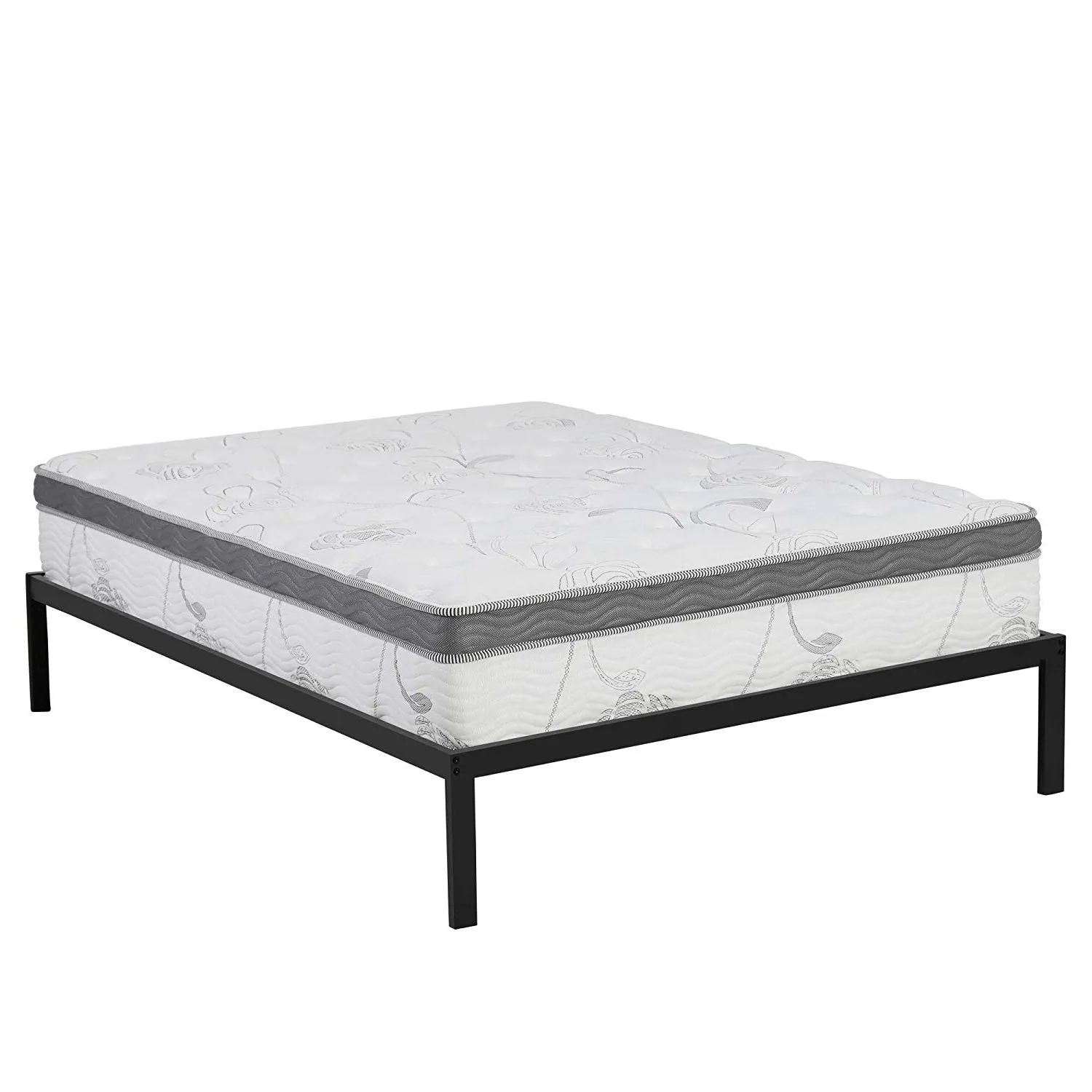 Full size Heavy Duty Metal Platform Bed Frame with Wood Slats