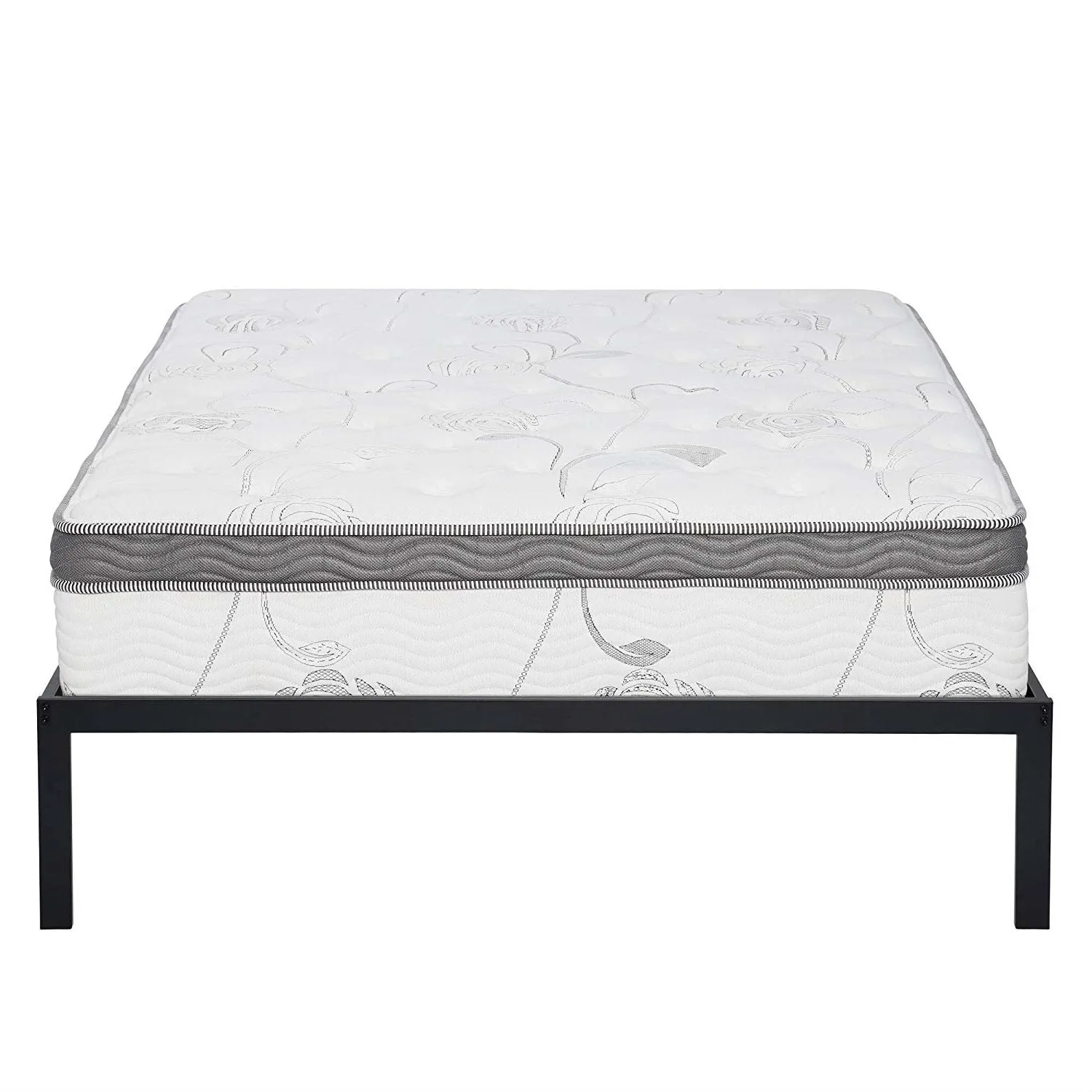 Full size Heavy Duty Metal Platform Bed Frame with Wood Slats