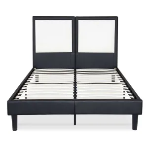 Full size Modern Faux Leather Platform Bed Frame with Headboard