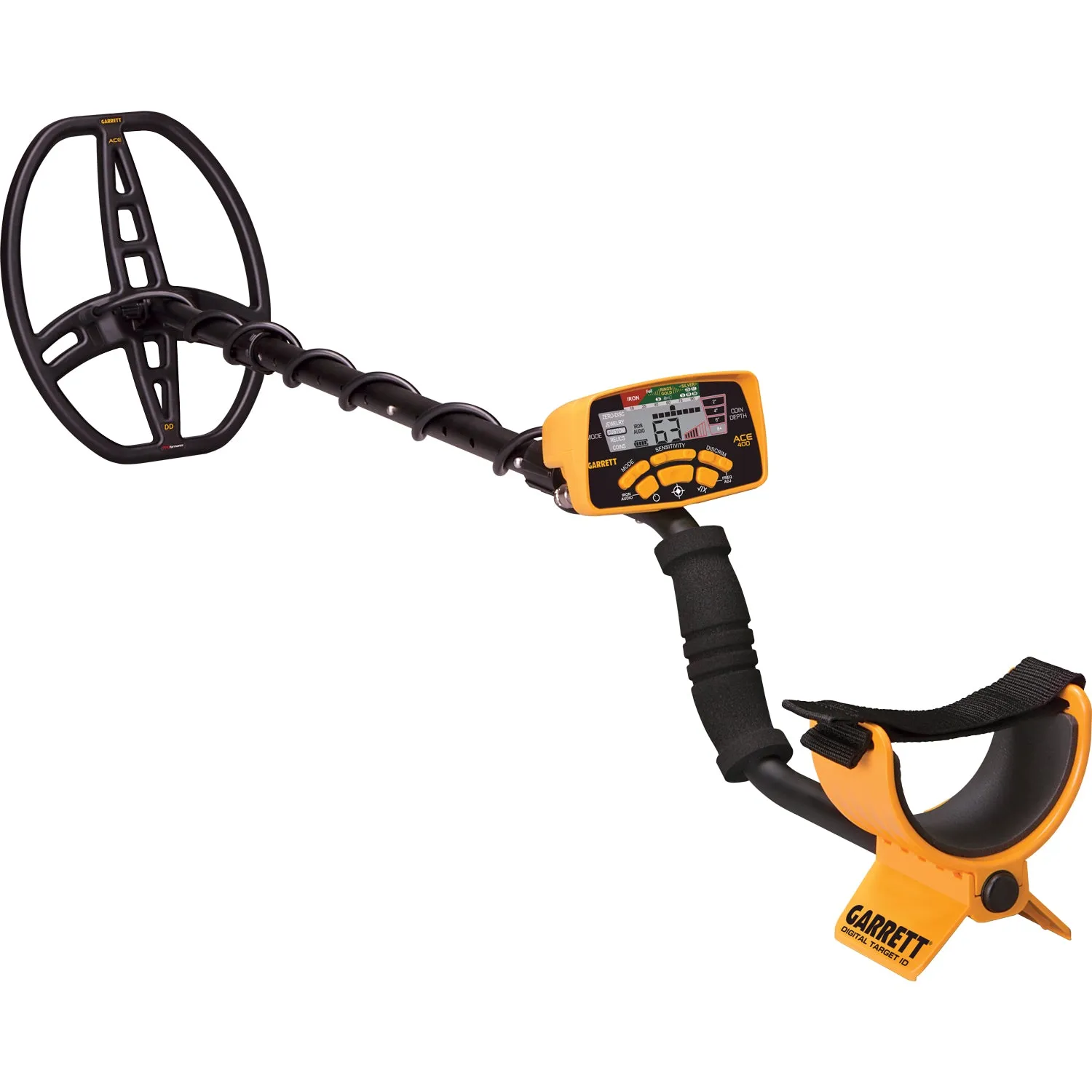 Garrett ACE 400 Metal Detector w/ DD Waterproof Coil, Edge Digger & Sand Scoop
