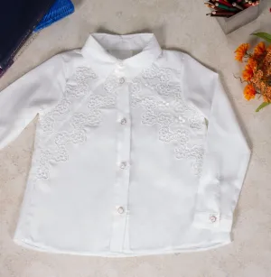 Girls  White Button Down Shirt
