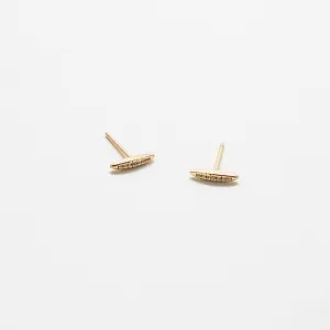 Gold Pavé Bar Stud Earrings