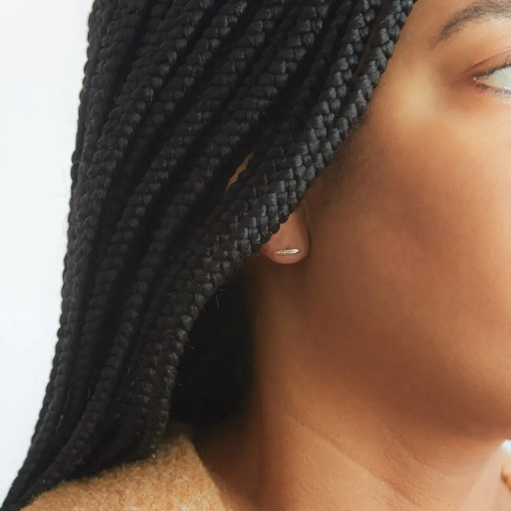 Gold Pave Bar Stud Earrings