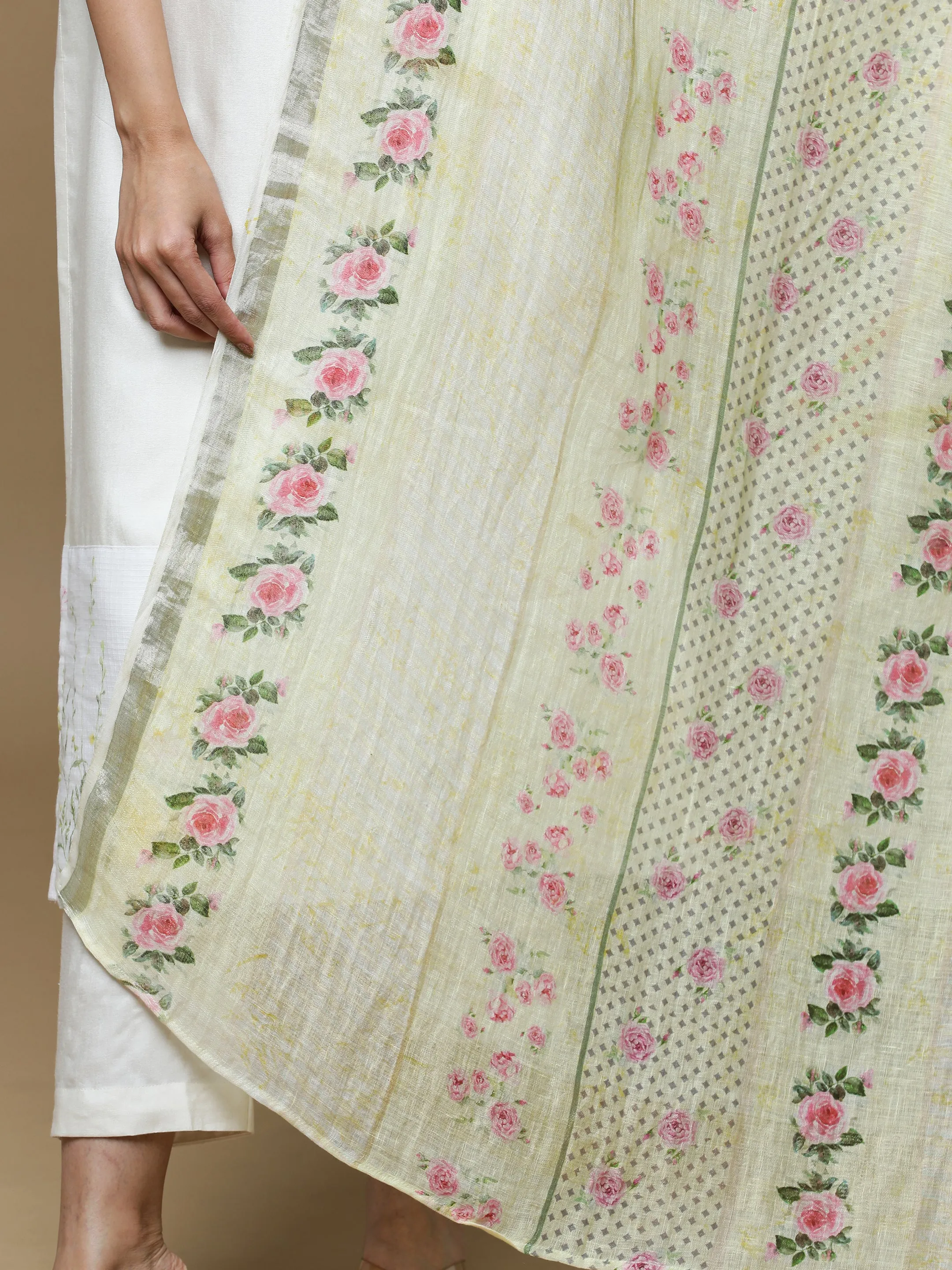 Gulistan Linen Yellow Dupatta