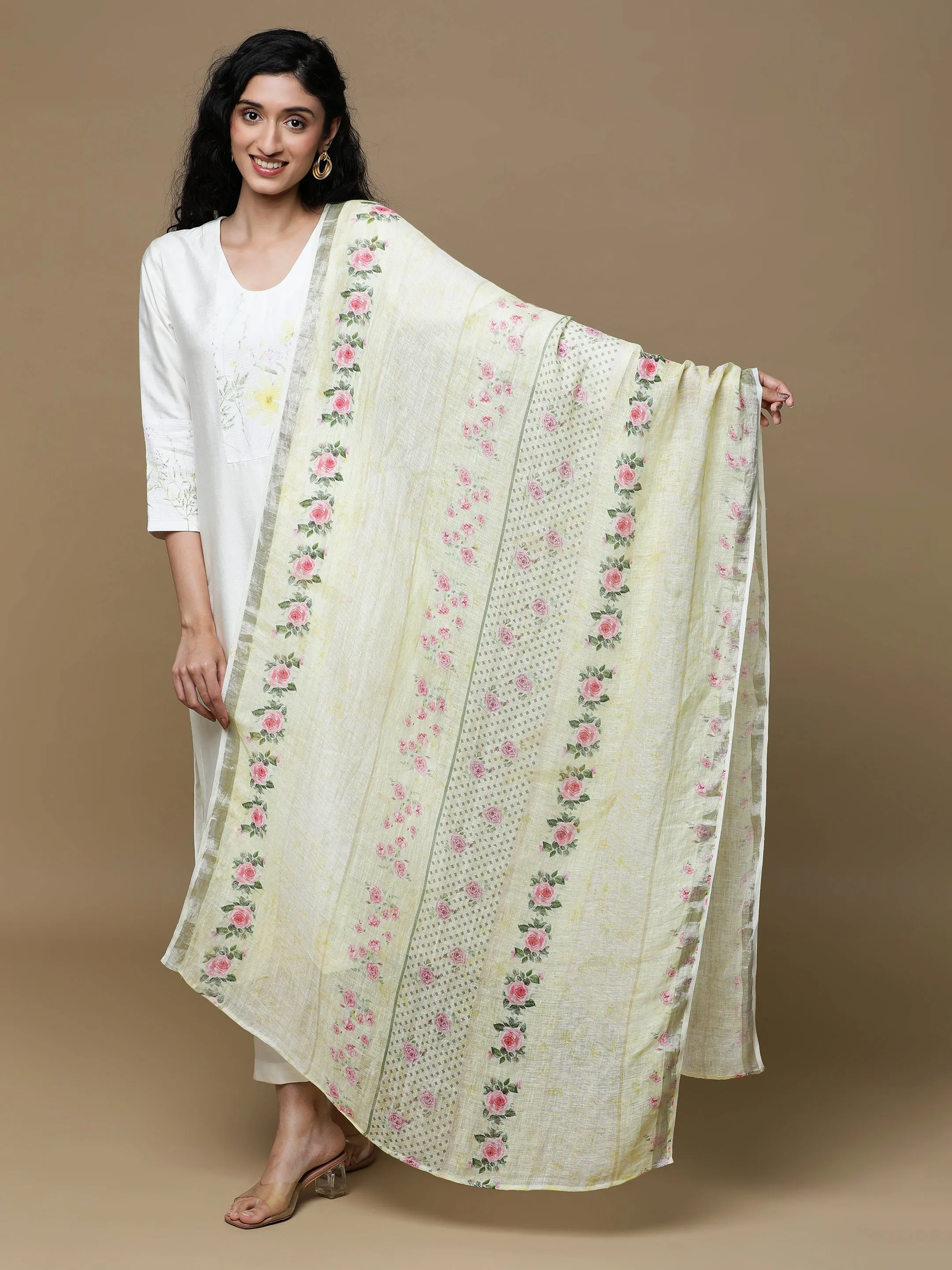 Gulistan Linen Yellow Dupatta