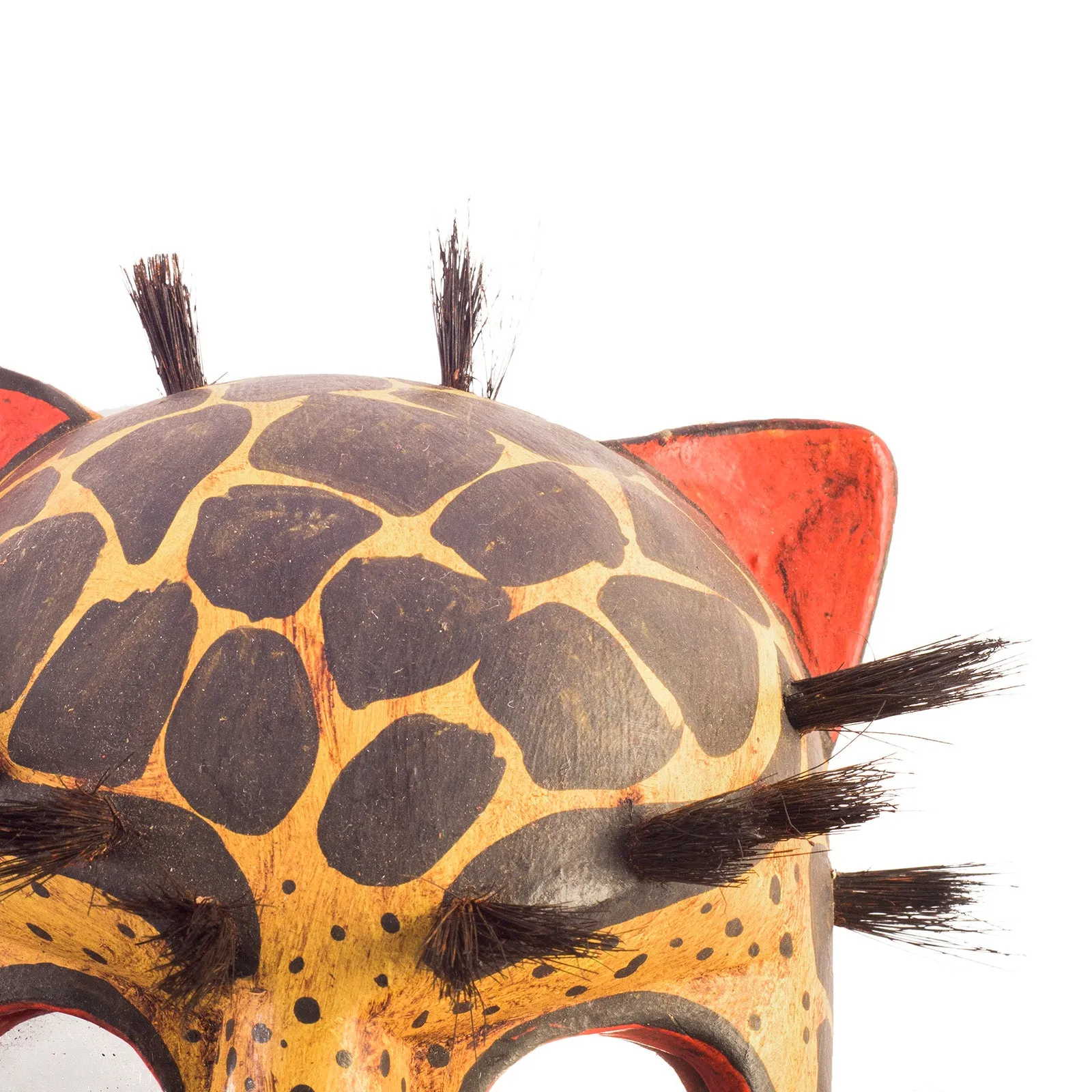 Handcarved Wooden Jaguar Mask with mirrored eyes