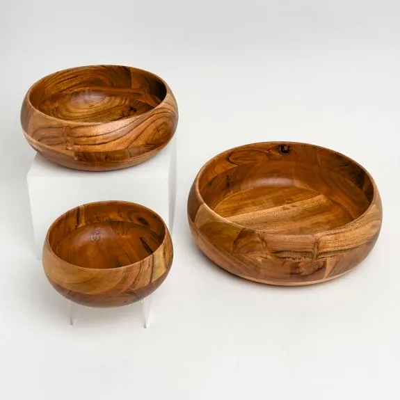 Handcrafted Wooden Bowls (Set of 3)