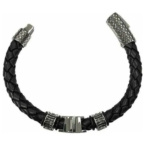 Harley-Davidson® Men's Bar & Shield Braided Leather Bracelet