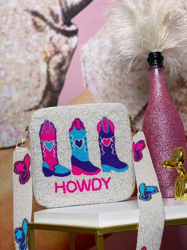 Howdy Cowboy Boot Beaded Purse