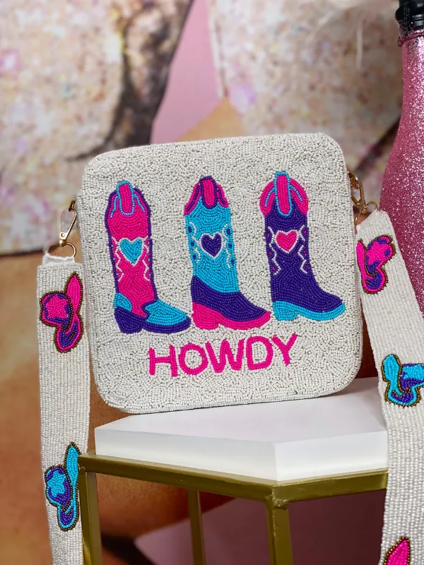Howdy Cowboy Boot Beaded Purse