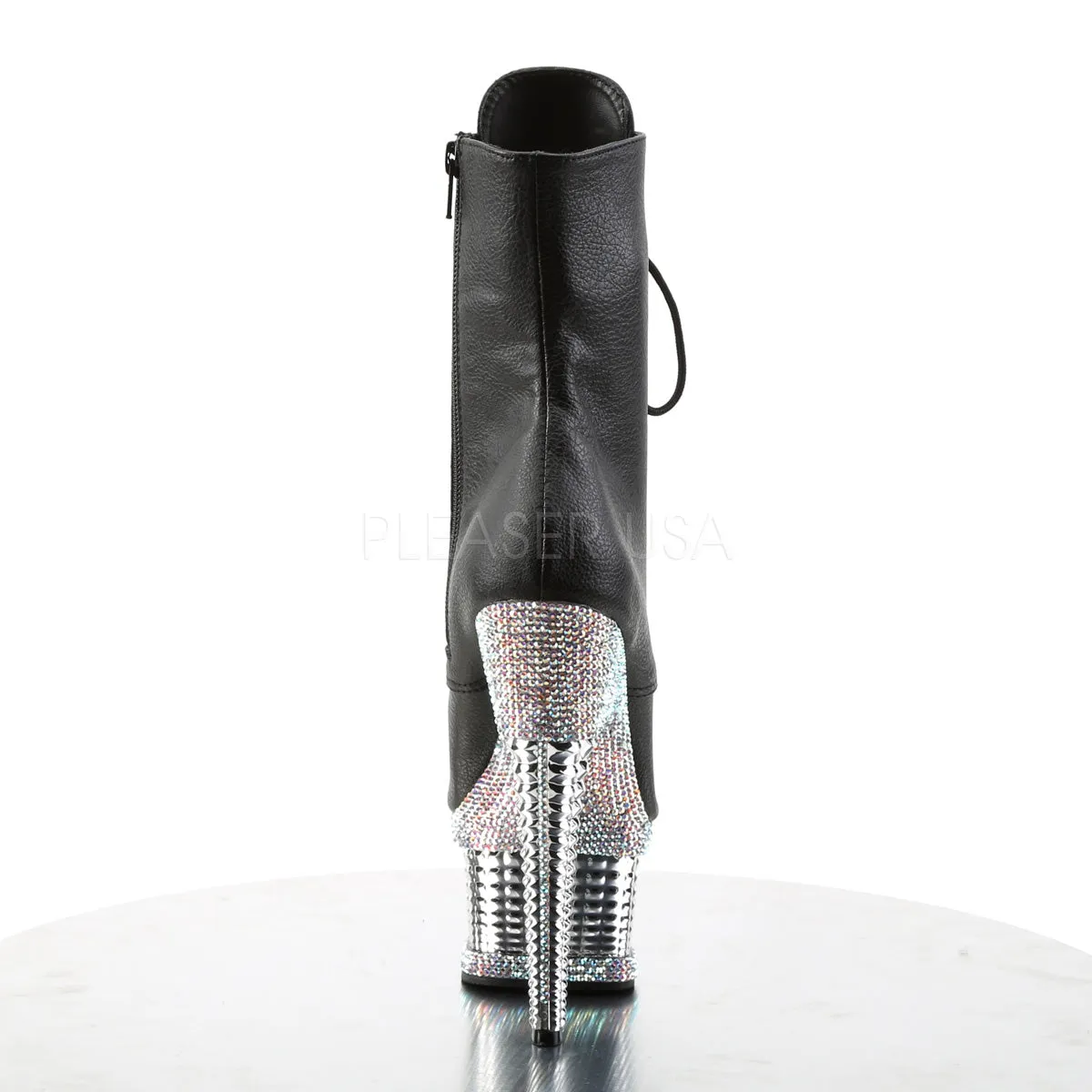 ILLUSION-1021RS  Black Faux Leather/Silver Chrome-RS