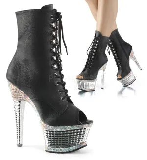 ILLUSION-1021RS  Black Faux Leather/Silver Chrome-RS