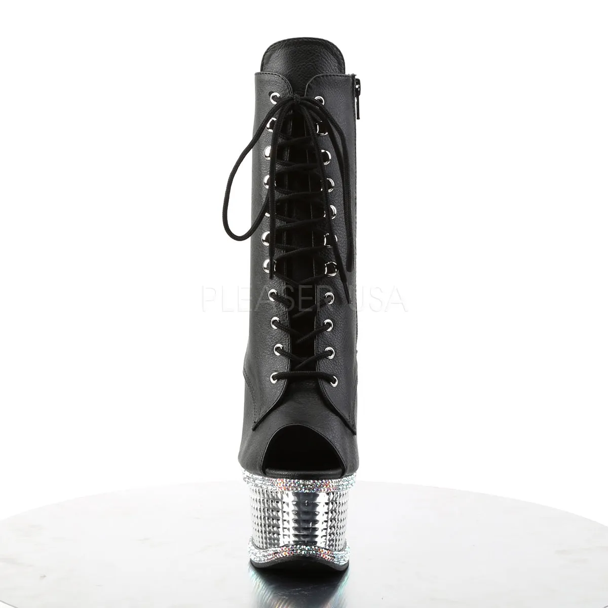 ILLUSION-1021RS  Black Faux Leather/Silver Chrome-RS