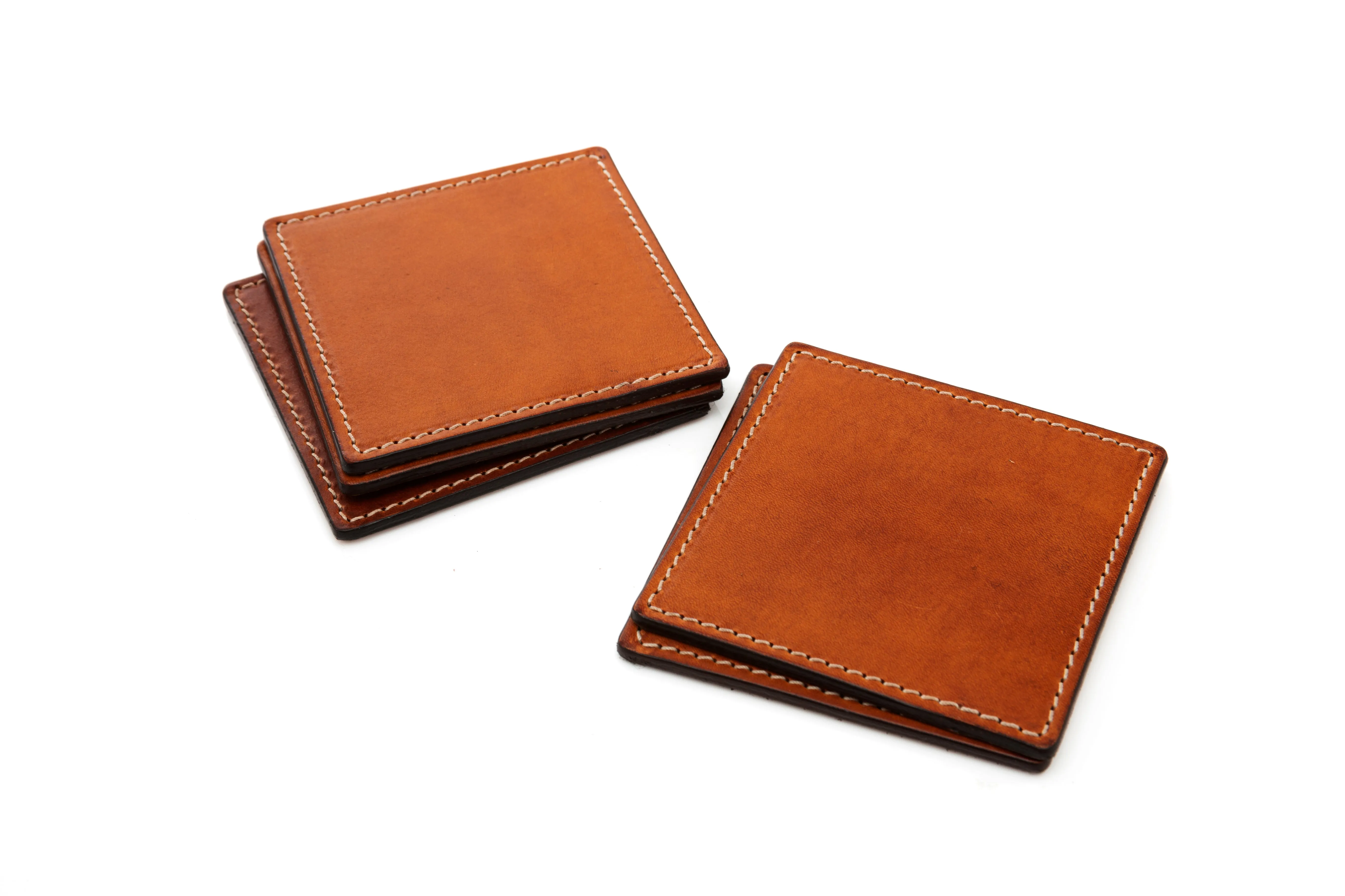 Italian Leather Drink Coasters - Terra