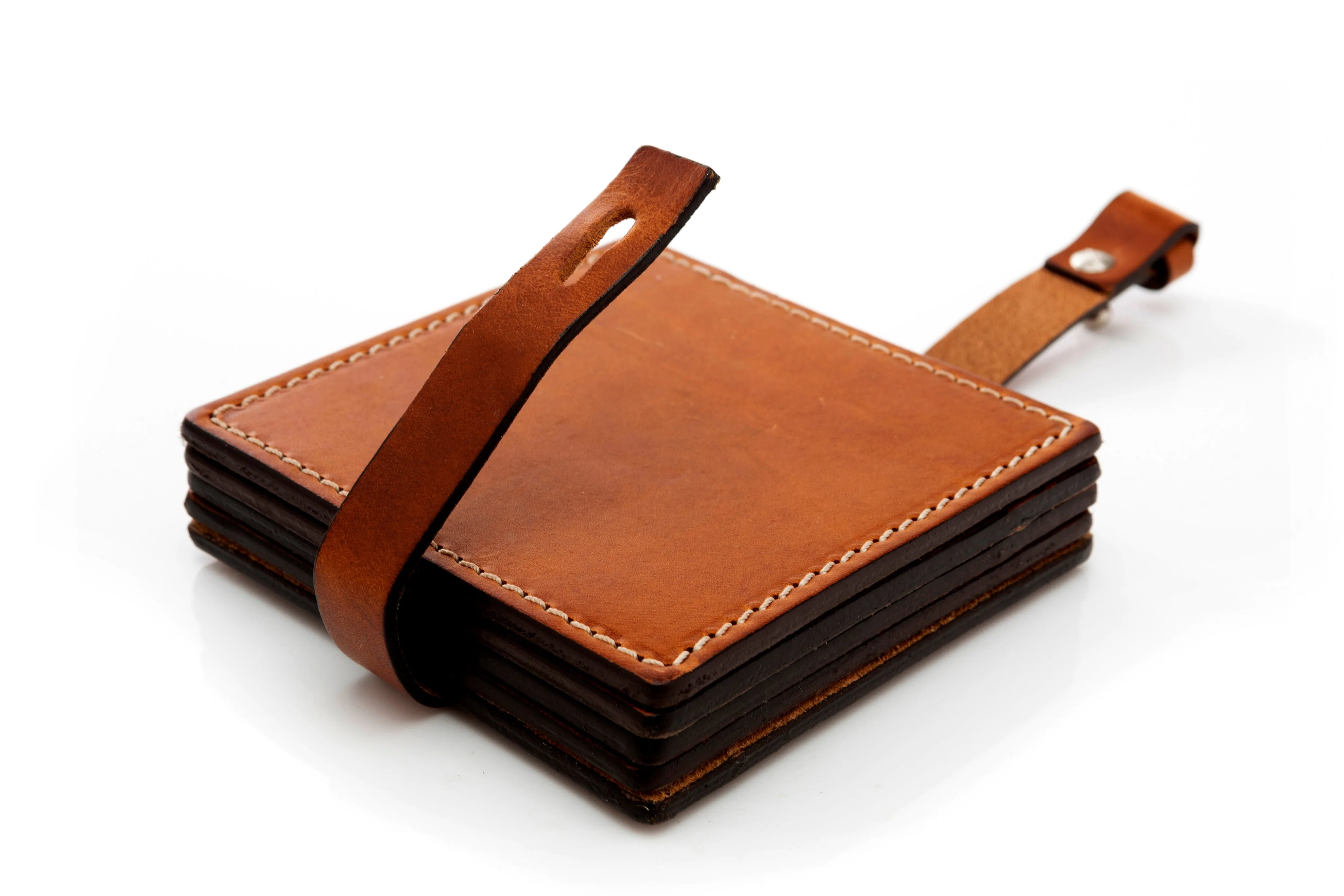 Italian Leather Drink Coasters - Terra