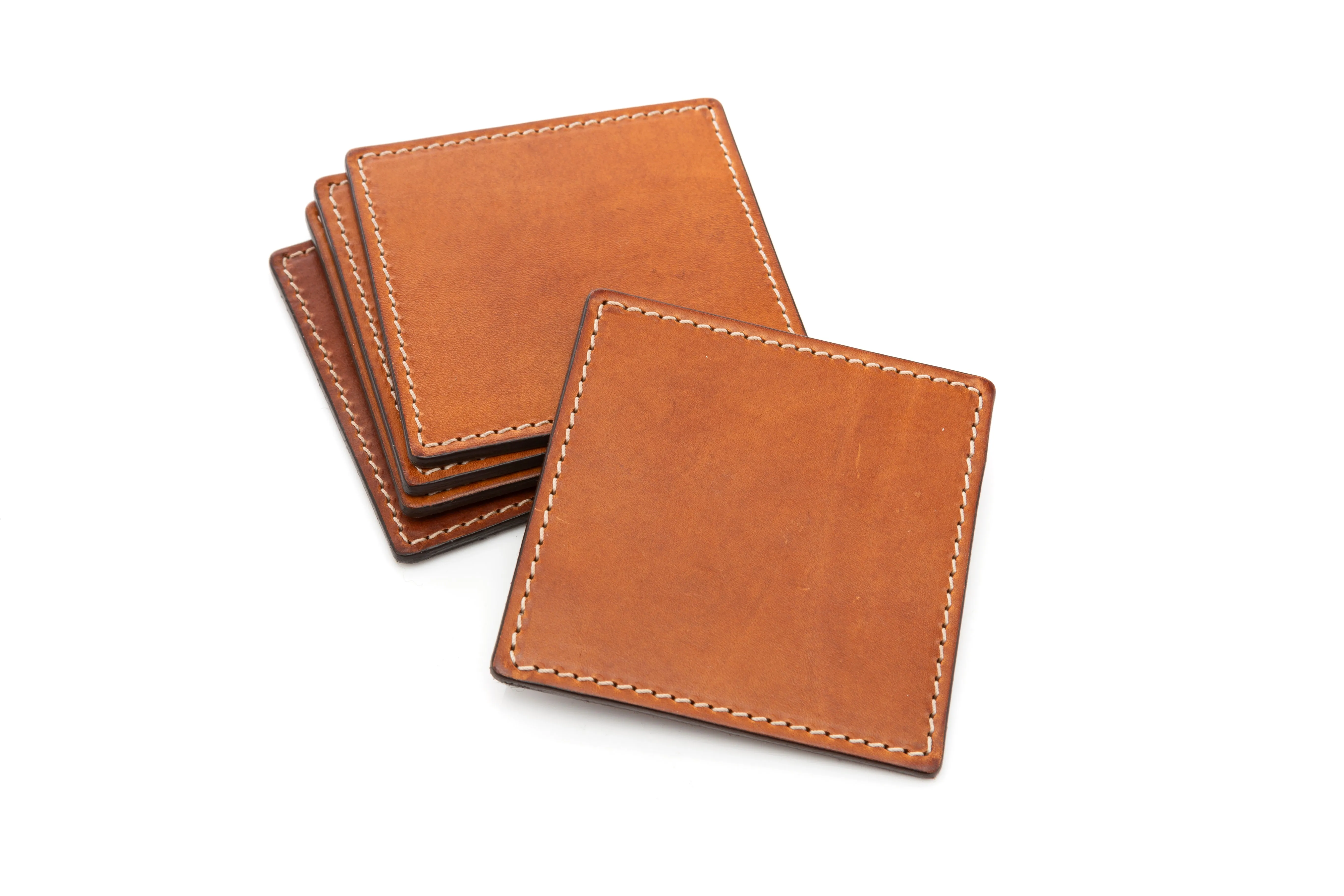 Italian Leather Drink Coasters - Terra