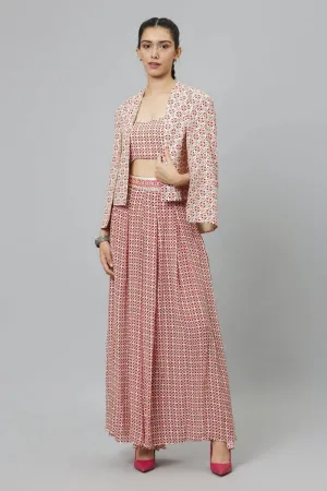 IVORY GEOMETRIC PRINT NOOR JACKET SET