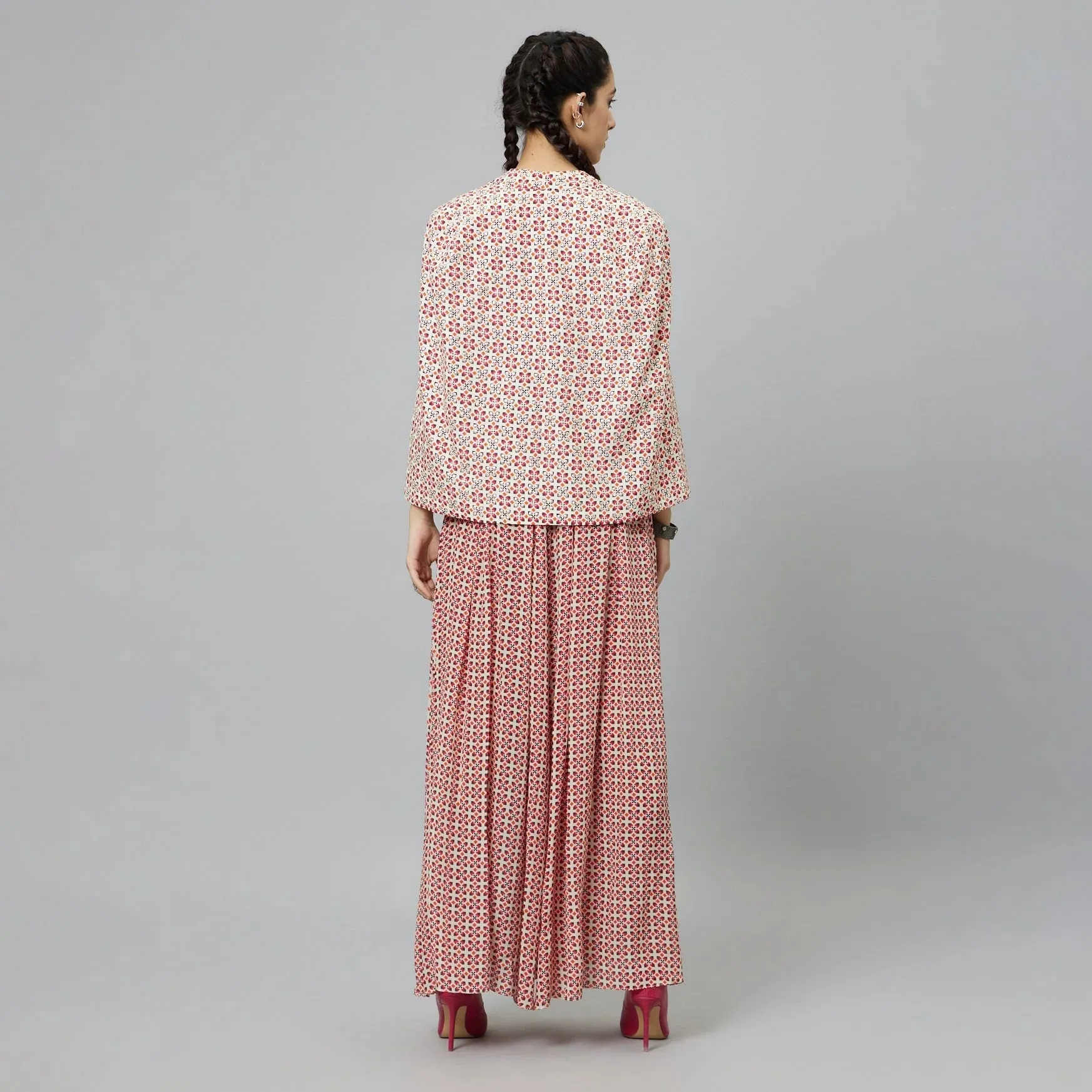IVORY GEOMETRIC PRINT NOOR JACKET SET