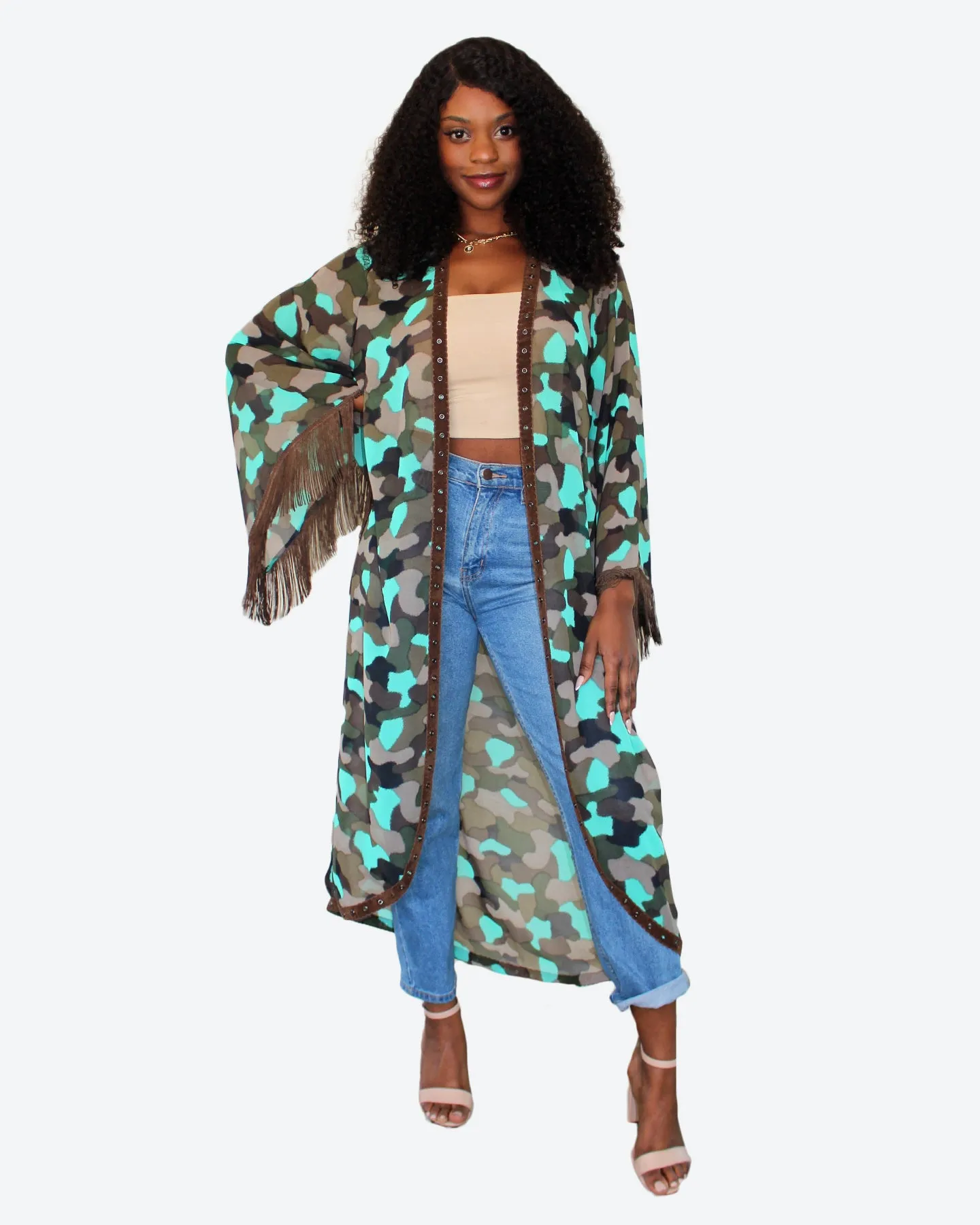 Jade Chocolate Camo Kimono
