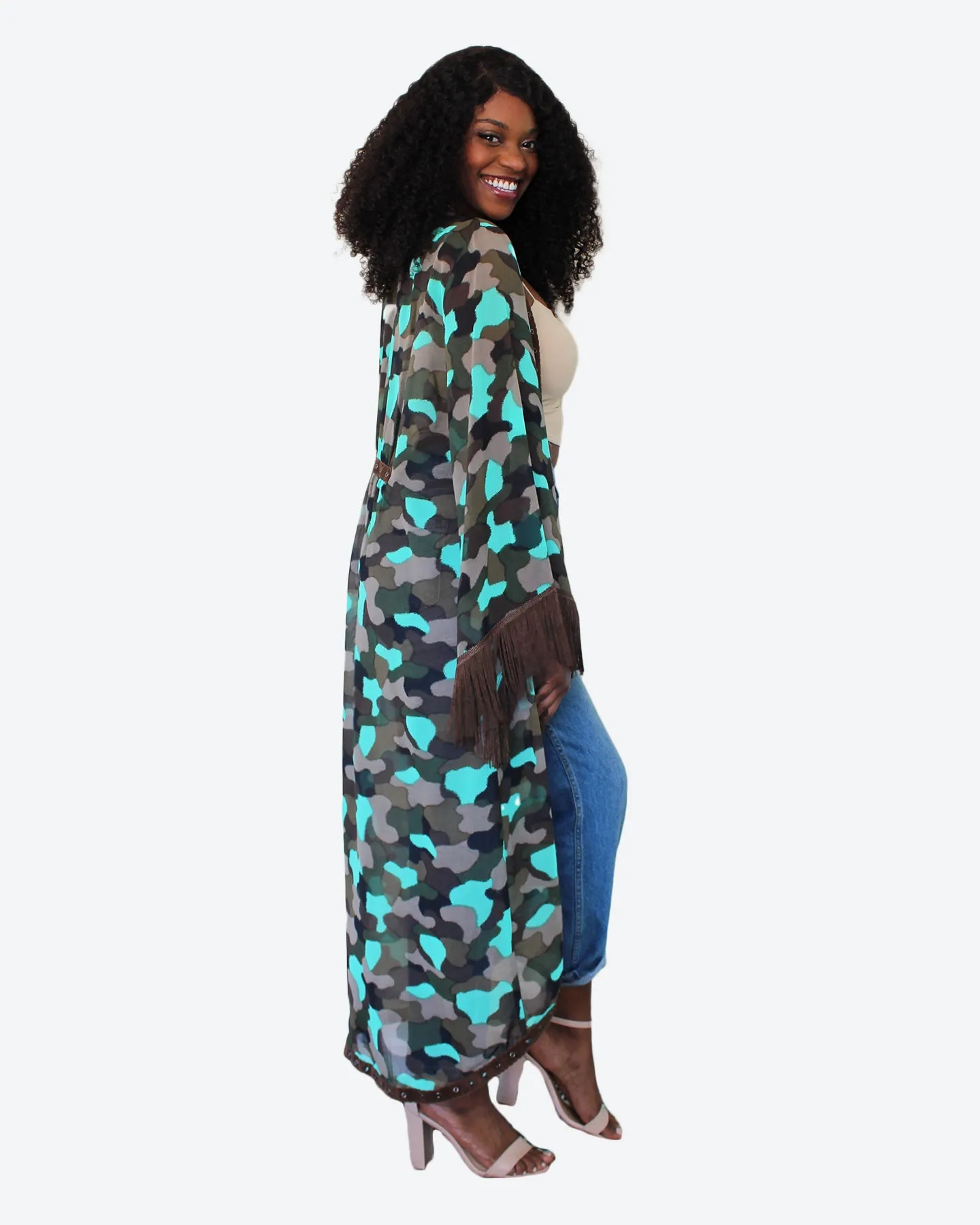 Jade Chocolate Camo Kimono