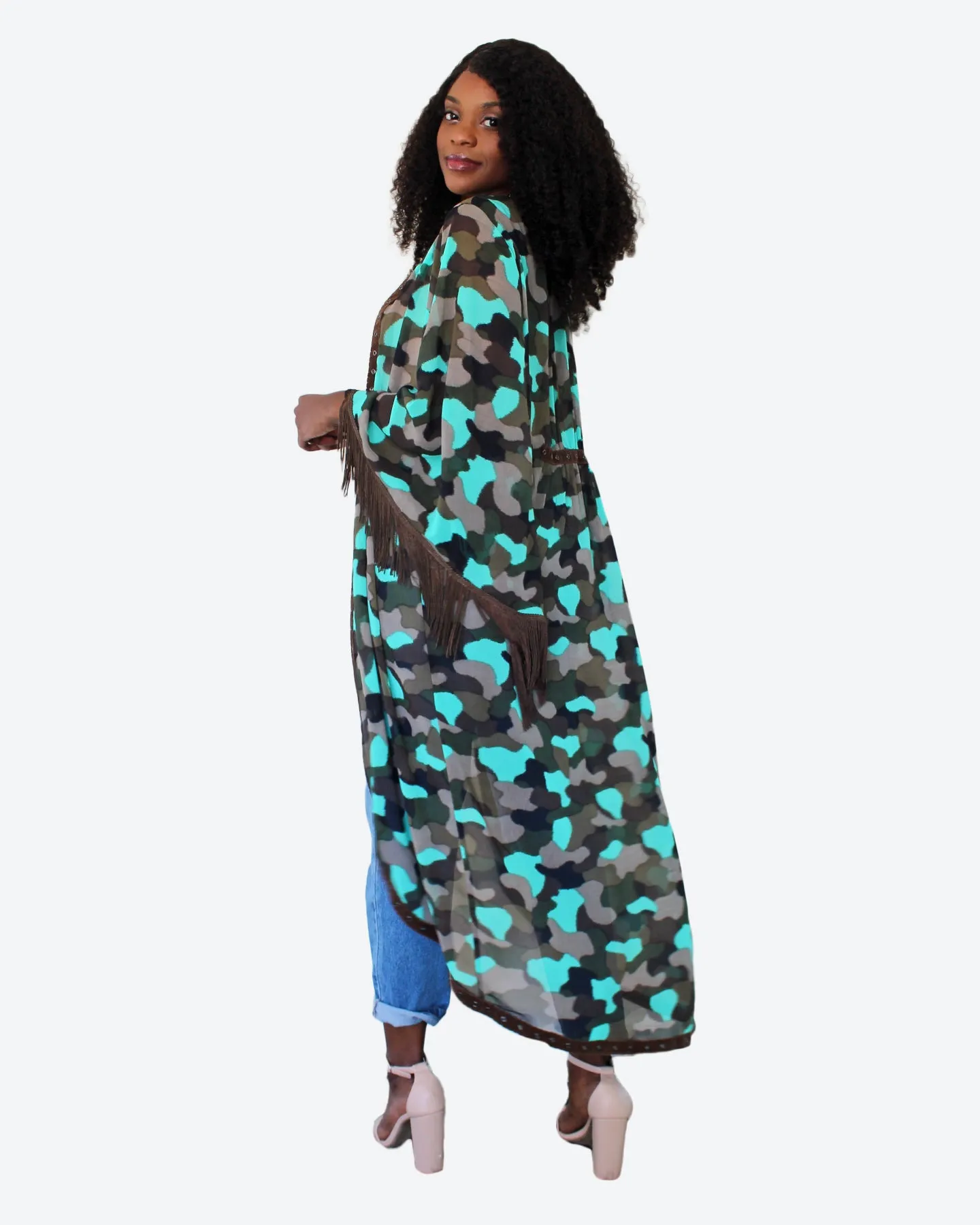 Jade Chocolate Camo Kimono