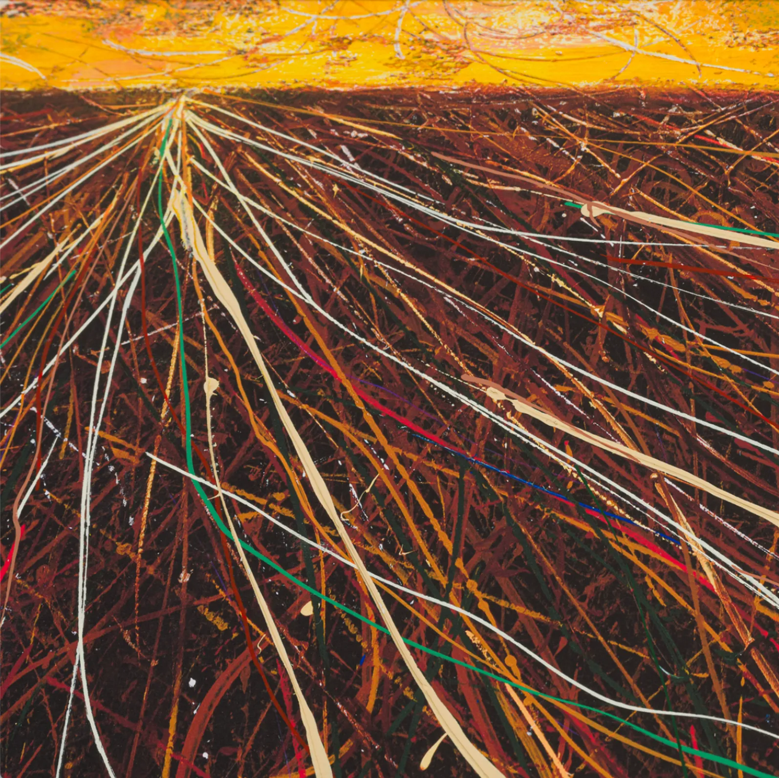 José Parlá, La Habana Sunset, 2024; Hand-Embellished, Signed and Numbered Limited Edition Print Framed in White Wood