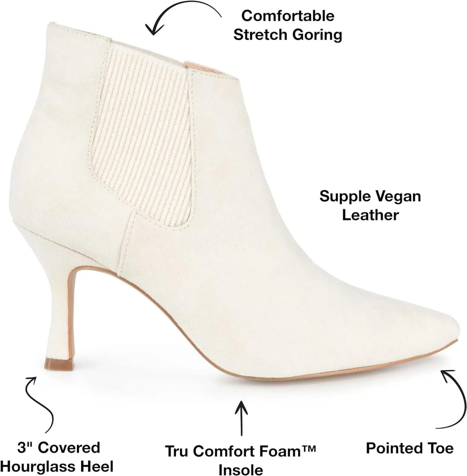 Journee Collection Womens Elitta Bootie with Pointed Toe Ivory Off White 9M