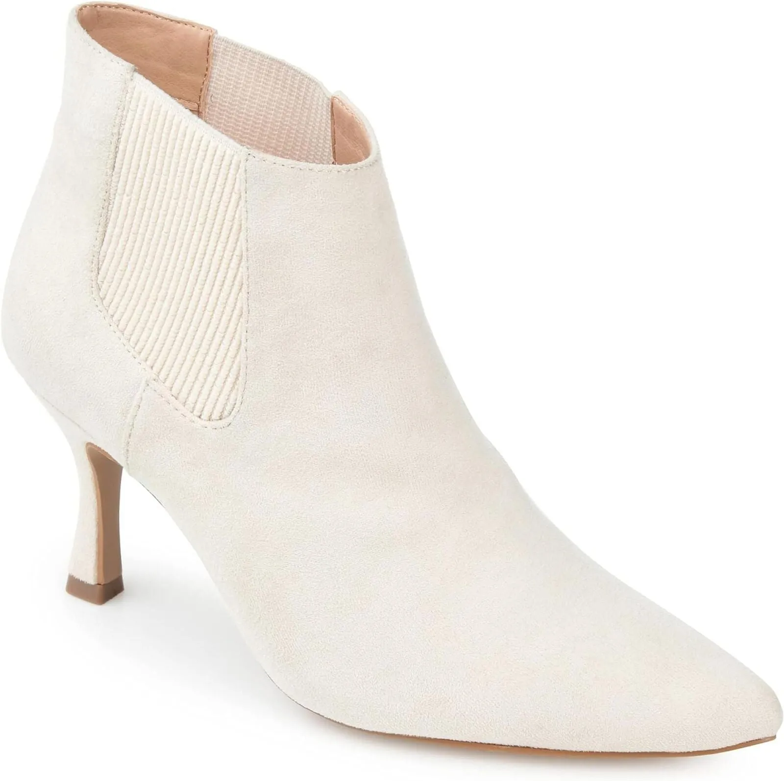 Journee Collection Womens Elitta Bootie with Pointed Toe Ivory Off White 9M