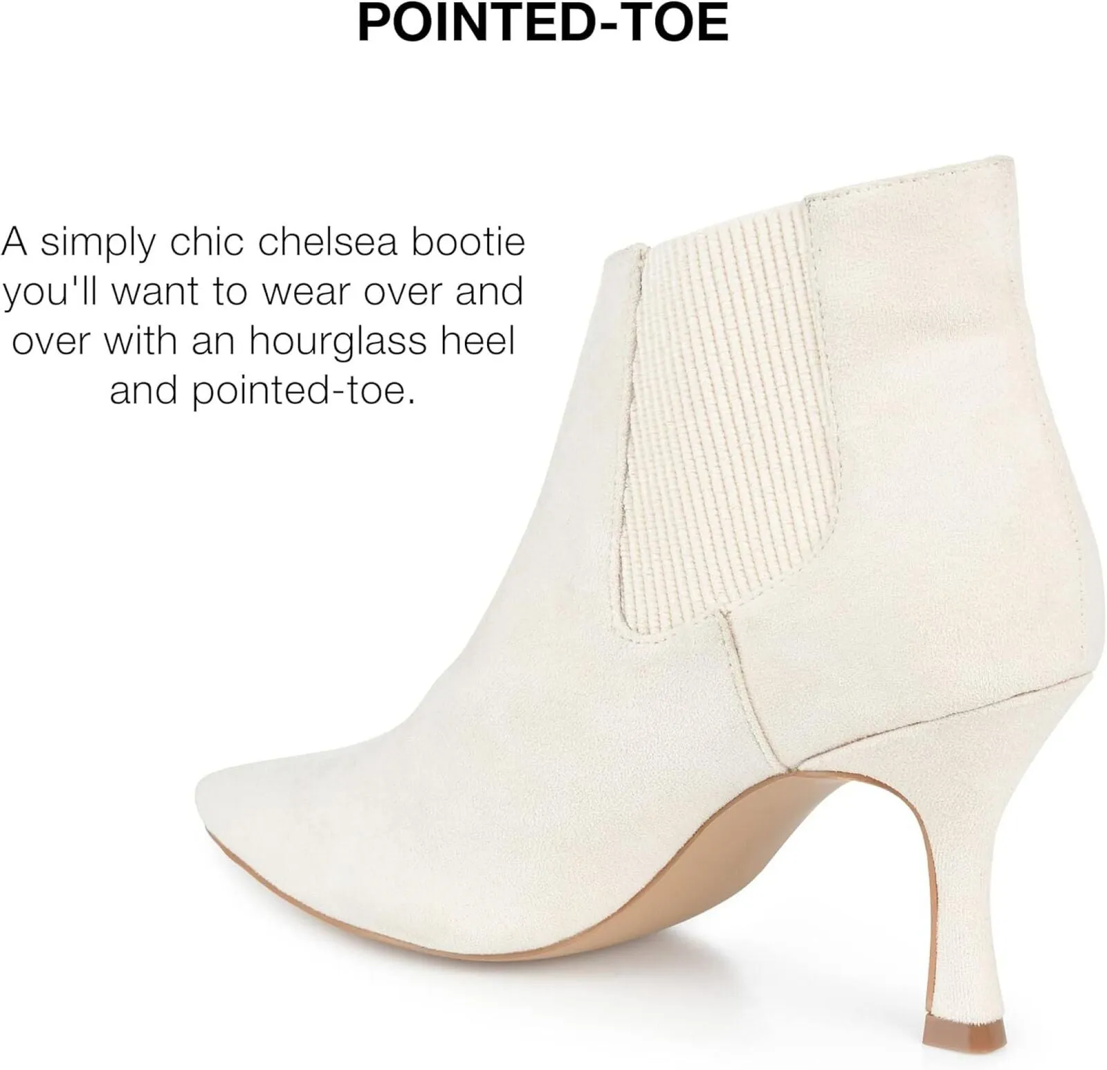 Journee Collection Womens Elitta Bootie with Pointed Toe Ivory Off White 9M