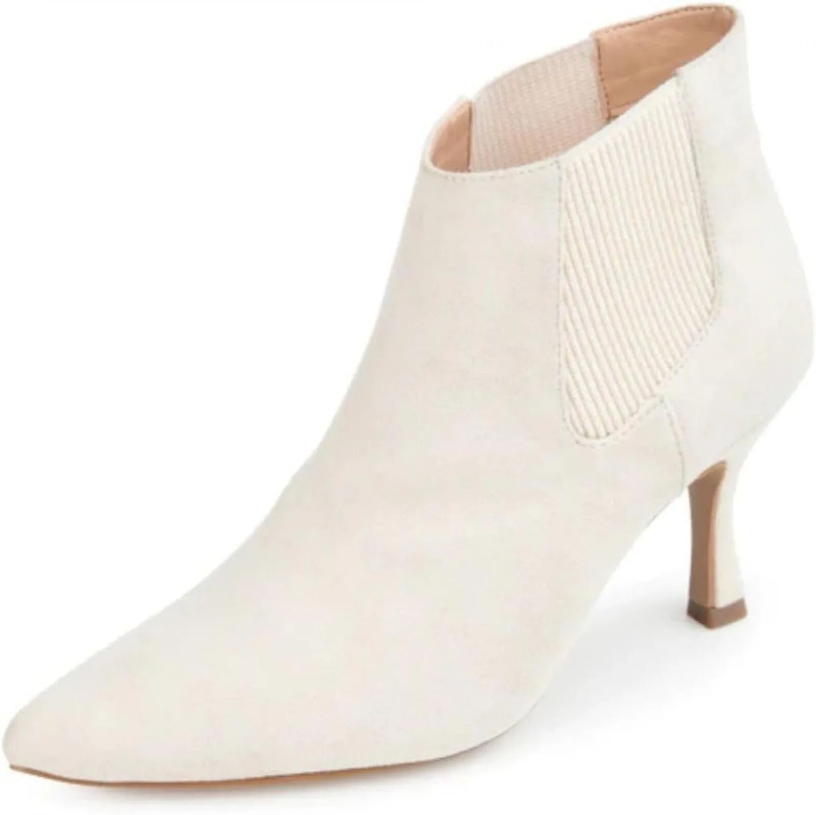 Journee Collection Womens Elitta Bootie with Pointed Toe Ivory Off White 9M
