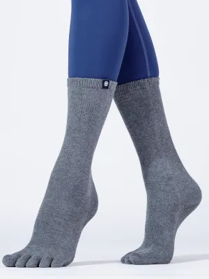 KNEE HIGH FULL TOE YOGA SOCKS, GREY