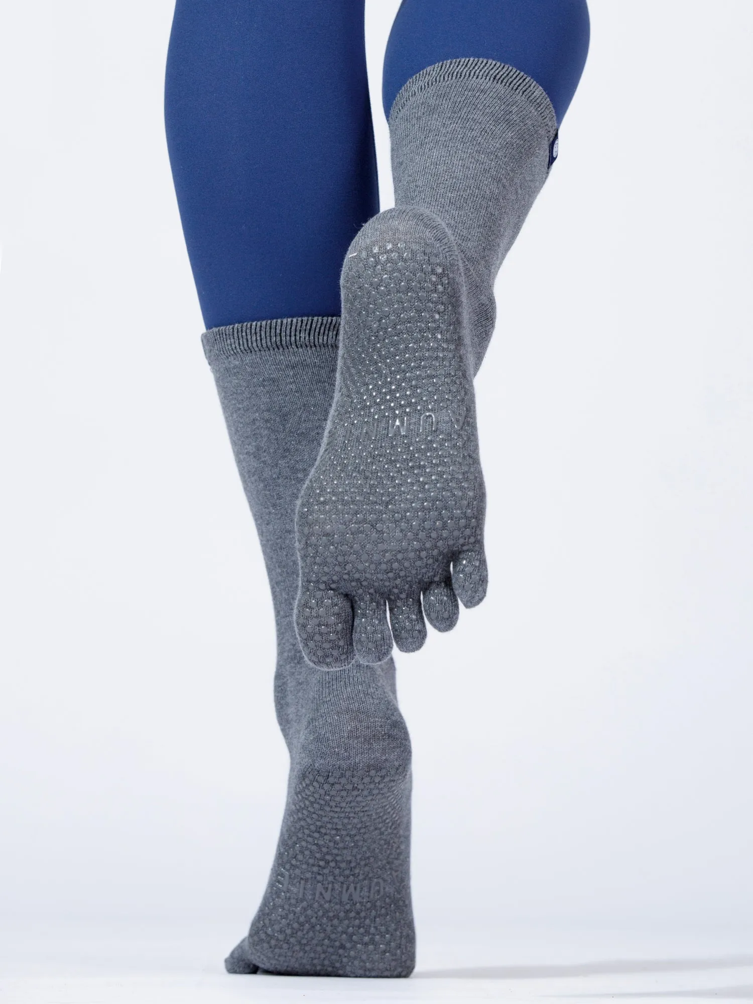 KNEE HIGH FULL TOE YOGA SOCKS, GREY