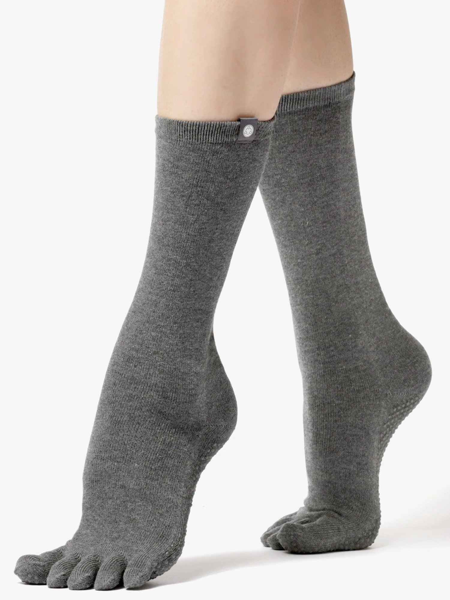 KNEE HIGH FULL TOE YOGA SOCKS, GREY