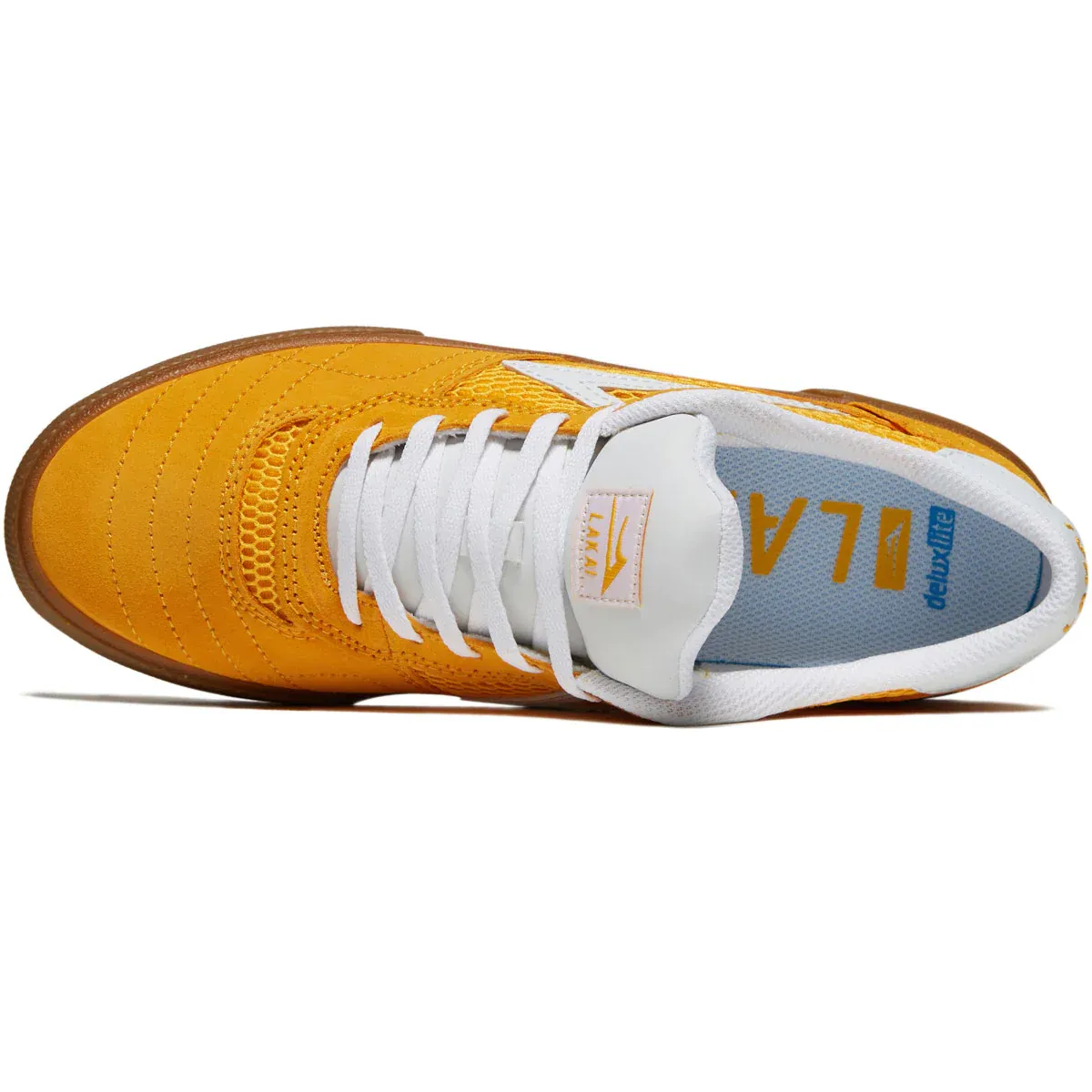 LAKAI SKATE SHOES: CAMBRIDGE. Gold/Gum Suede. Sizes 7, 10