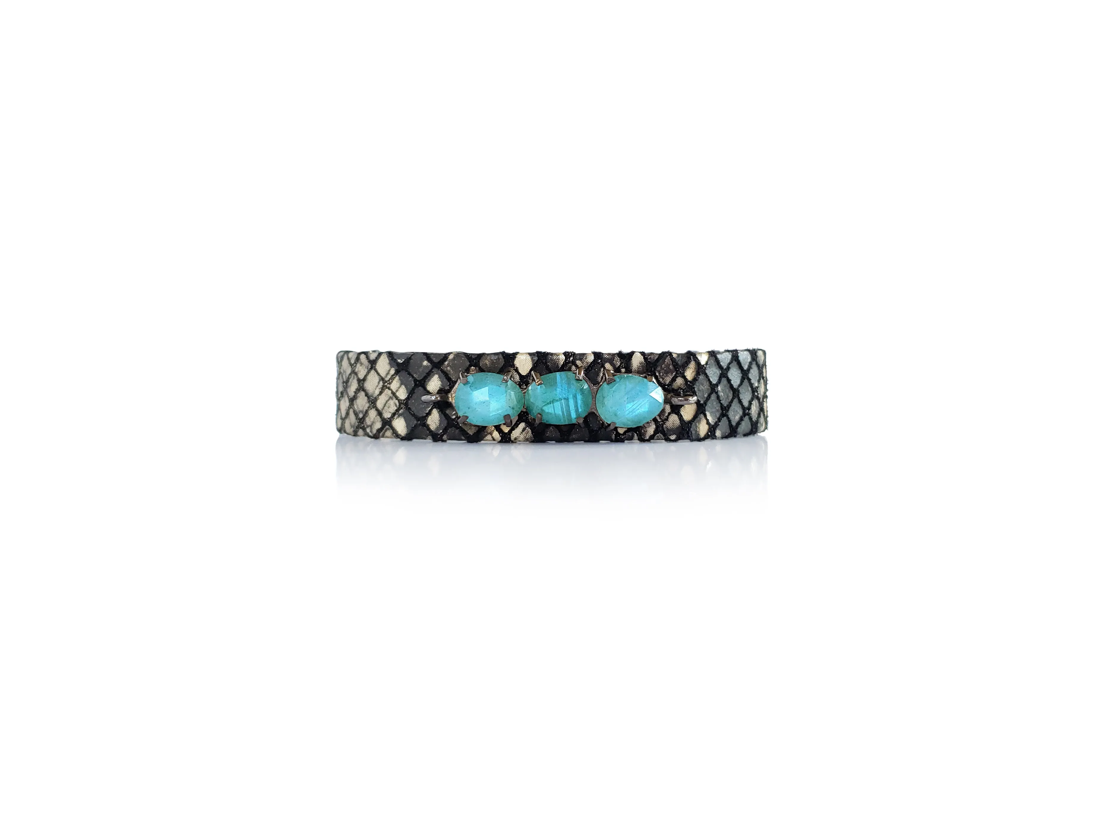 Leather Labradorite Bar Bracelet