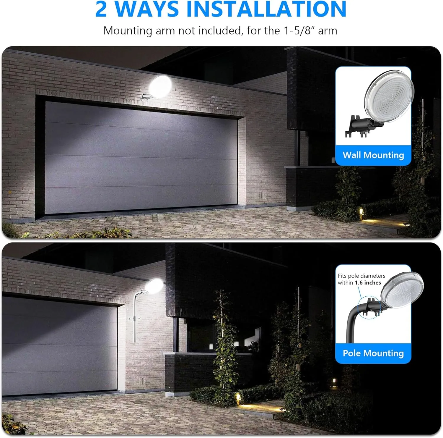 LED Barn Light, 10000LM Dusk to Dawn Outdoor Security Flood Lighting 150° Adjust